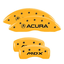 Load image into Gallery viewer, MGP 4 Caliper Covers Engraved Front &amp; Rear Acura Yellow finish black ch