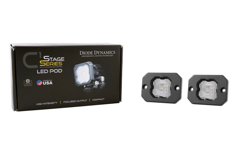 Diode Dynamics Stage Series C1 LED Pod - White SAE Fog Flush ABL (Pair)