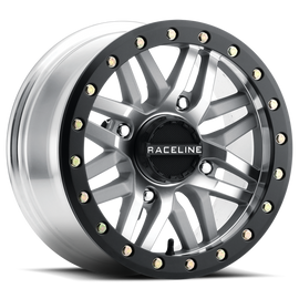 Raceline A91MA Ryno 15x10in/4x137 BP/0mm Offset/110.18mm Bore - Machined & Black Ring Beadlock Wheel