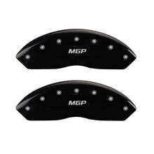 Load image into Gallery viewer, MGP Front set 2 Caliper Covers Engraved Front MGP Black finish silver ch