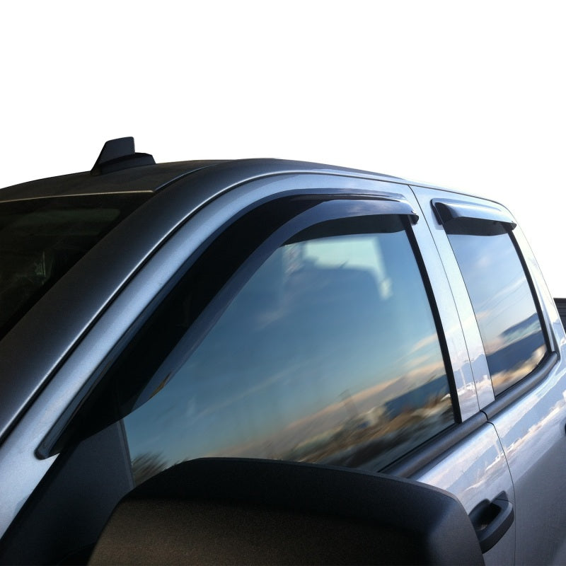 Westin 2014-2018 Chevy Silverado 1500 Dbl Cab Wade Slim Wind Deflector 4pc - Smoke