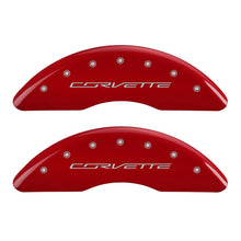 Load image into Gallery viewer, MGP 4 Caliper Covers Engraved Front &amp; Rear C7/Corvette Red finish silver ch