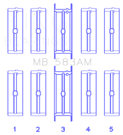 King Engine Bearings Ford 239/256/272/292 (Size .030) Crankshaft Main Bearing Set