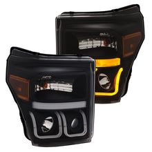 Load image into Gallery viewer, ANZO 11-16 Ford F-150 Super Duty Projector Headlights w/ U-Bar Switchback Black w/ Amber