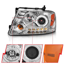 Load image into Gallery viewer, ANZO 2004-2008 Ford F-150 Projector Headlights w/ Halo and LED Chrome