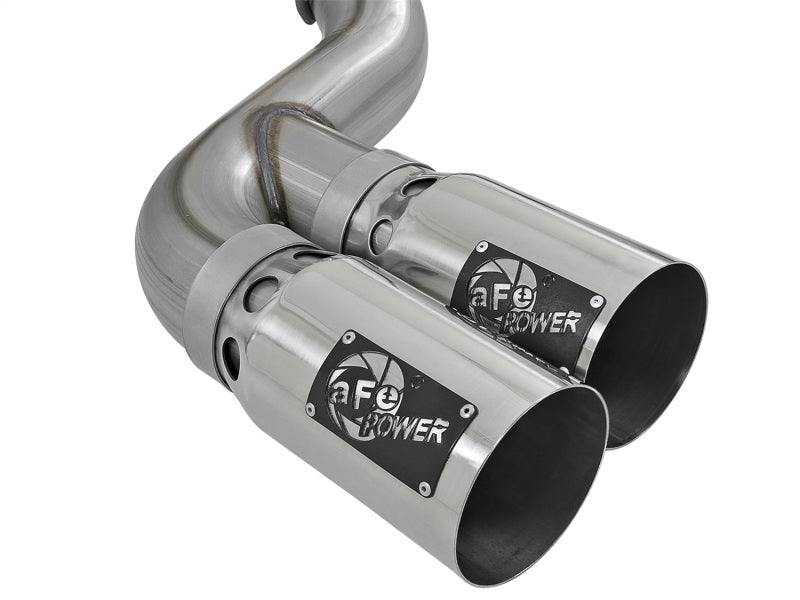 aFe Rebel XD 4in SS Down-Pipe Back Exhaust w/Dual Polished Tips 17-18 Ford Diesel Trucks V8-6.7L(td)