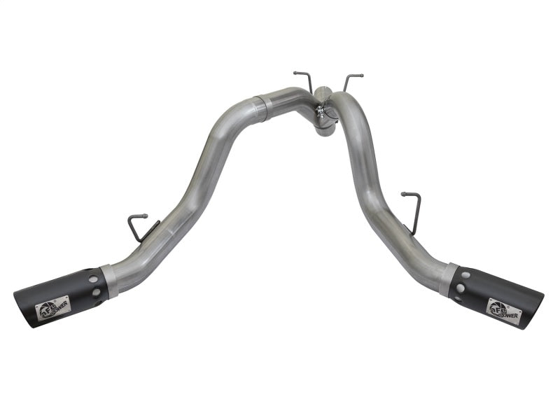 aFe LARGE BORE-HD 4in 409-SS DPF-Back Exhaust w/Dual Black Tips 2017 GM Duramax V8-6.6L (td) L5P