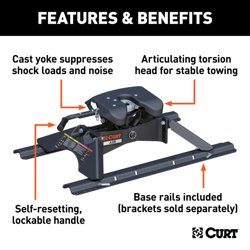 Curt A25 5th Wheel Hitch w/Rails