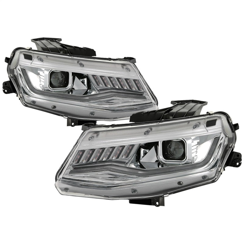 Spyder Chevy Camaro 16-18 Halogen Model Projector Headlights Chrome PRO-YD-CCAM16HALSI-SEQ-C