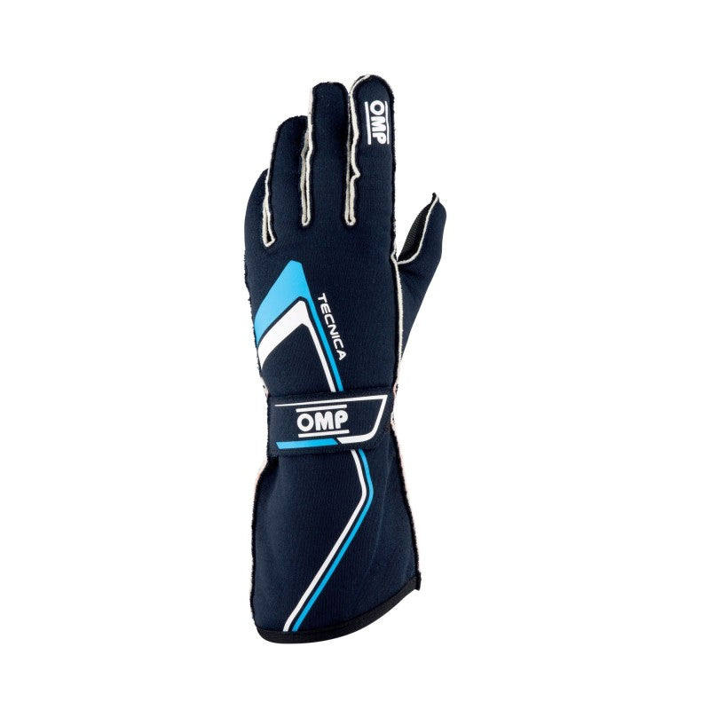 OMP Tecnica Gloves My2021 Navy/Cyan - Size Xs (Fia 8856-2018)