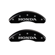 Load image into Gallery viewer, MGP Front set 2 Caliper Covers Engraved Front Honda Black finish silver ch