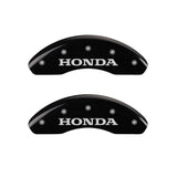 MGP Front set 2 Caliper Covers Engraved Front Honda Black finish silver ch
