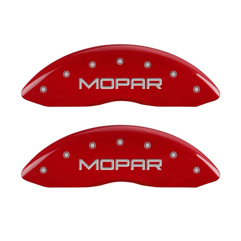 MGP 4 Caliper Covers Engraved Front JEEP Engraved Rear JEEP Grill logo Red finish silver ch