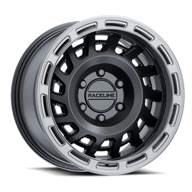 Raceline 957BS Halo 17x8.5in / 5x127 BP / 0mm Offset / 78.1mm Bore - Black & Silver Lip Wheel