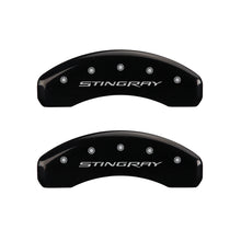 Load image into Gallery viewer, MGP 4 Caliper Covers Engraved Front &amp; Rear Stingray Black finish silver ch