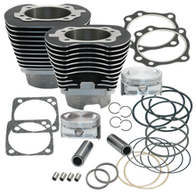 Load image into Gallery viewer, S&amp;S Cycle 99-06 BT 4 1/8in Bore Cylinder &amp; Piston Kit Early Production T111 Engines - Wrinkle Black