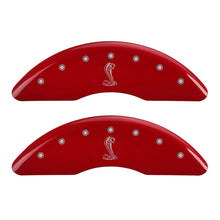 Load image into Gallery viewer, MGP 4 Caliper Covers Engraved Front &amp; Rear Tiffany Snake Red finish silver ch