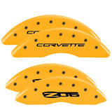 MGP 4 Caliper Covers Engraved Front C6/Corvette Engraved Rear C6/Z06 Yellow finish black ch