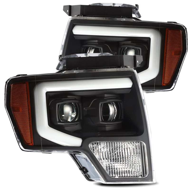 AlphaRex 09-14 Ford F-150 PRO-Series Projector Headlights Plank Style Black w/Activ Light/Seq Signal