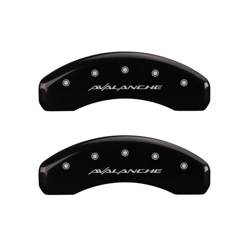 MGP 4 Caliper Covers Engraved Front & Rear Avalanche Black finish silver ch