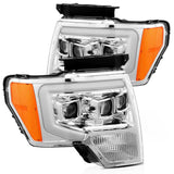 AlphaRex 09-14 Ford F-150 PRO-Series Projector Headlights Plank Style Chrm w/Activ Light/Seq Signal