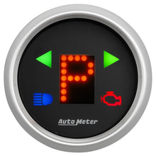 Load image into Gallery viewer, AutoMeter Gauge Gear Pos 2-1/16in. Incl Indicators Black Dial Red Led Silver Bezel