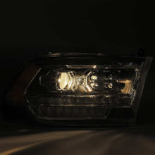 Load image into Gallery viewer, AlphaRex 09-18 Dodge Ram 2500HD LUXX LED Proj Headlights Plank Style Black w/Seq Signal/Smoked DRL