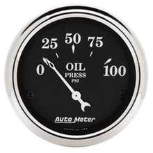 Load image into Gallery viewer, Autometer 2 1/16in 100PSI Old Tyme Black Electric Oil Pressure Gauge