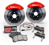 StopTech 2015 Subaru WRX Rear BBK ST22 345x28 Slotted Zinc Rotors Red Calipers