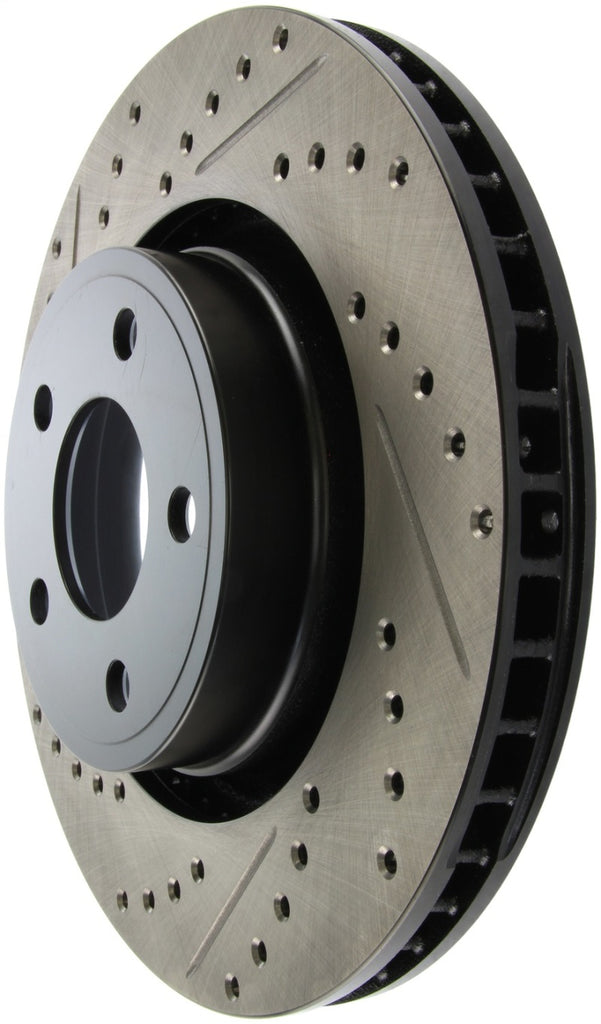 StopTech 15-17 Ford Mustang Sport Slotted & Drilled Front Right Rotor