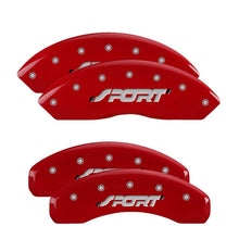 Load image into Gallery viewer, MGP 4 Caliper Covers Engraved Front &amp; Rear Oval logo/Ford Red finish silver ch