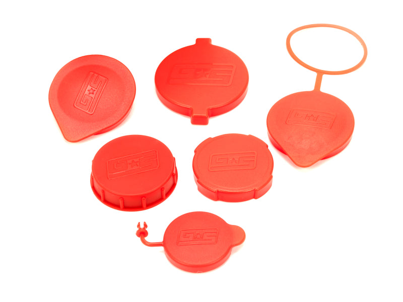 GrimmSpeed Subaru Engine Bay Reservoir Cap Set - Red (Set of 6)