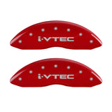 MGP 4 Caliper Covers Engraved Front & Rear I-Vtec Red Finish Silver Char 2016 Acura RDX