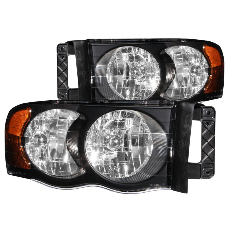 ANZO 2002-2005 Dodge Ram 1500 Crystal Headlights Black