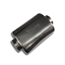 Load image into Gallery viewer, Ticon Industries 2.5in Oval (2.5in Center In / 2.5in Center Out) 17in L Ultralight Titanium Muffler