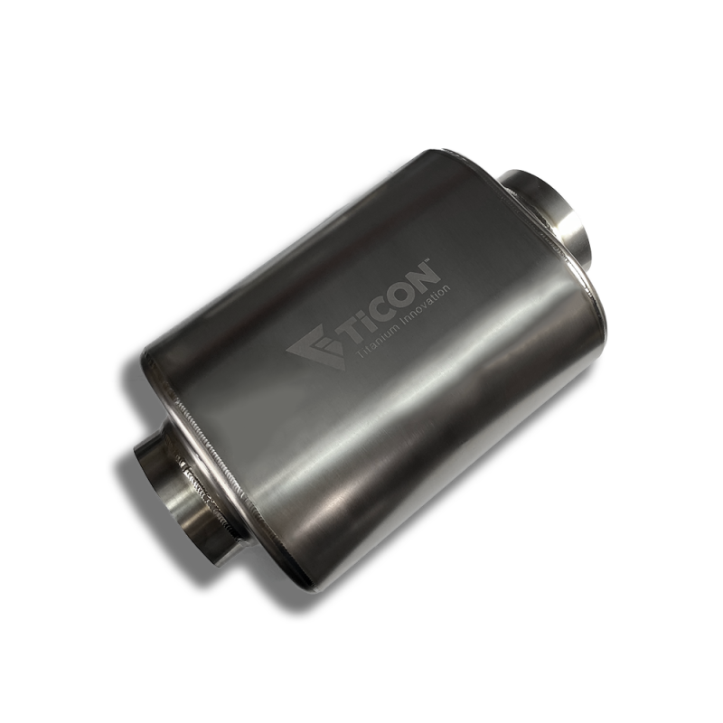 Ticon Industries 17in OAL 3.0in Center In/Out Oval Ultralight Titanium Muffler