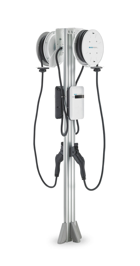 EvoCharge iEVSE Dual Port Pedestal w/22ft EvoReel