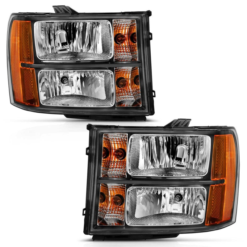 ANZO 2007-2013 Gmc Sierra 1500 Crystal Headlight  Black Amber