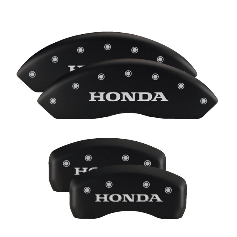 MGP 4 Caliper Covers Engraved Front & Rear Vtech Black finish silver ch