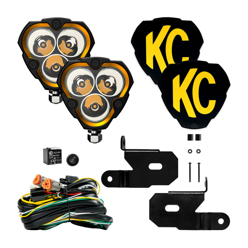 KC HiLiTES 18-23 Jeep JL/JT/4xe FLEX ERA 3 2-Light Sys Pillar Mount (40W Spot Beam)