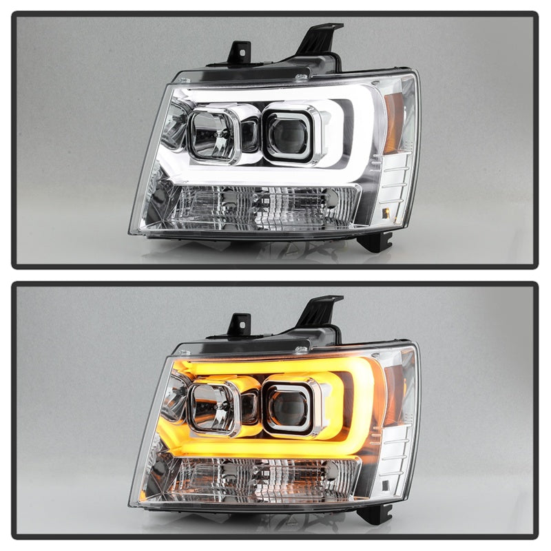 Spyder 07-14 Chevy Suburban/Tahoe V2 Projector Headlights LED Turn Sig Chrome PRO-YD-CSUB07V3-SB-C