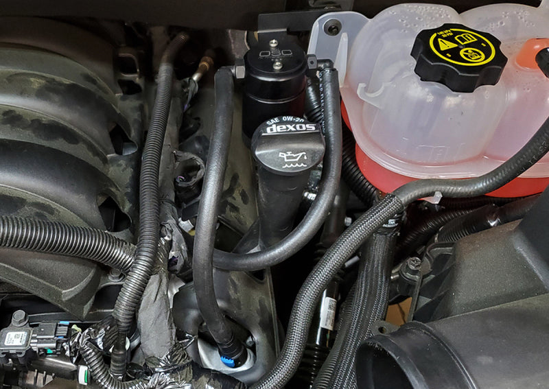 J&amp;L 19-24 Chevrolet Silverado/GMC Sierra 1500 5.3L V8 Driver Side Oil Separator 3.0 - Black Anod