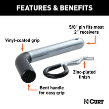 Load image into Gallery viewer, Curt 5/8in Hitch Pin (2in Receiver Zinc w/Rubber Grip)