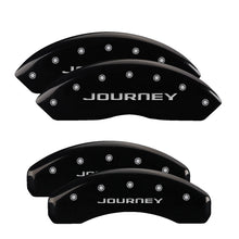 Load image into Gallery viewer, MGP 4 Caliper Covers Engraved Front &amp; Rear With out stripes/Journey Black finish silver ch