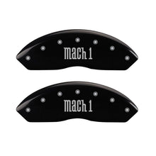 Load image into Gallery viewer, MGP 4 Caliper Covers Engraved Front &amp; Rear Mach 1 Black finish silver ch