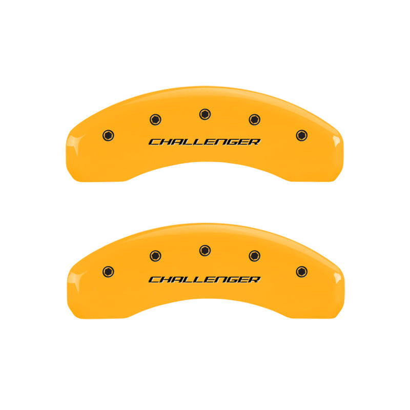 MGP 4 Caliper Covers Engraved Front & Rear Block/Challenger Yellow finish black ch