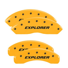 Load image into Gallery viewer, MGP 4 Caliper Covers Engraved Front &amp; Rear Explorer/2011 Yellow Finish Black Char 2006 Ford Explorer