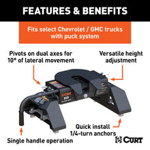 Load image into Gallery viewer, Curt E16 5th Wheel Hitch w/ GM Puck System Legs - 2020 Chevrolet Silverado/GMC Sierra 2500/3500HD