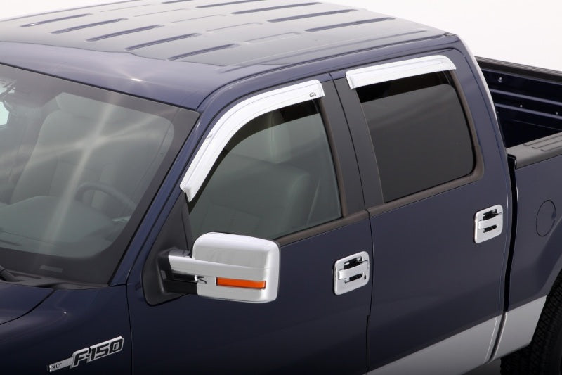 AVS 09-14 Ford F-150 Supercrew Ventvisor Outside Mount Front & Rear Window Deflectors 4pc - Chrome