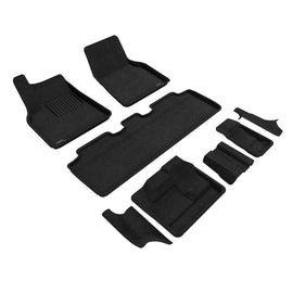 3D MAXpider 21-23 Tesla Model Y 7-Seat Elegant Floor Mat- Black 1St Row 2Nd Row 3Rd Row
